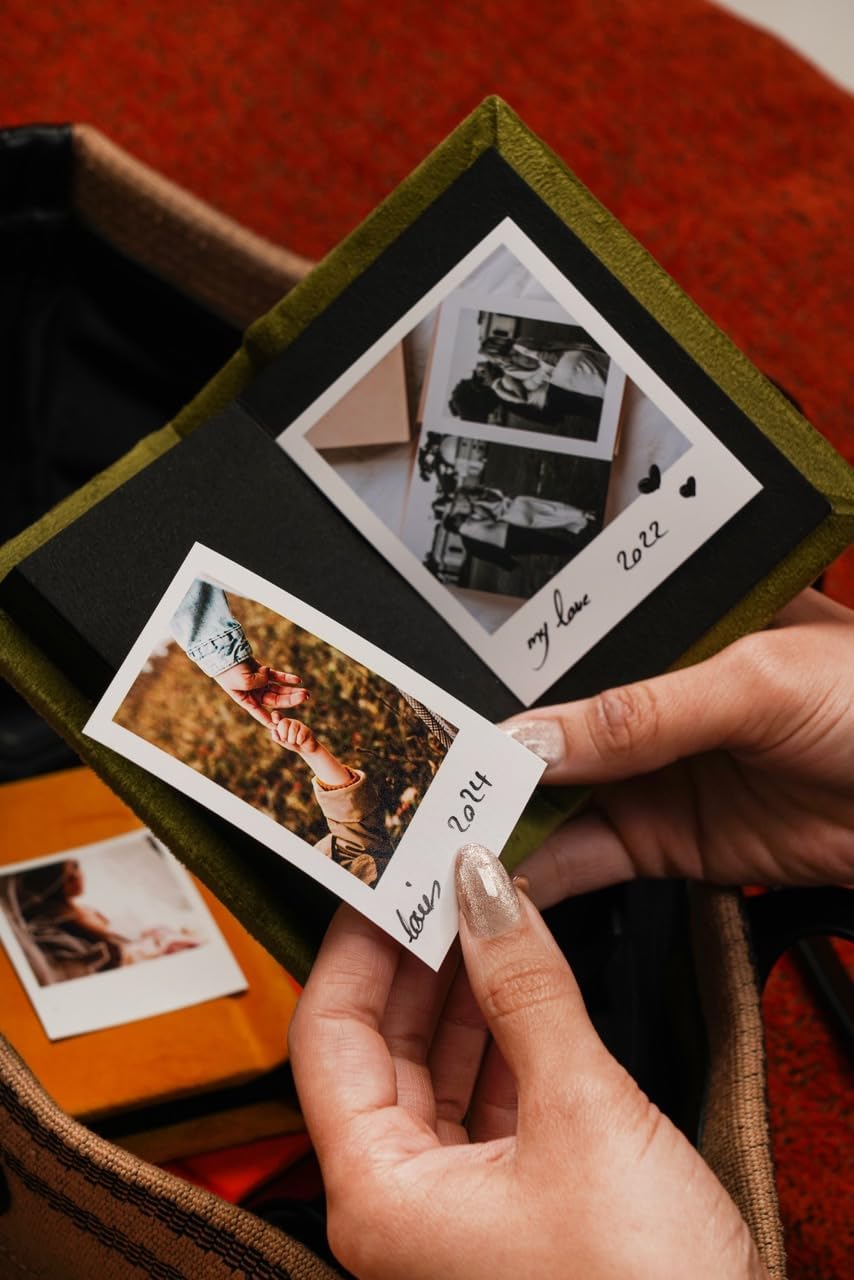 Teal Instax Mini handmade album side and spine detail