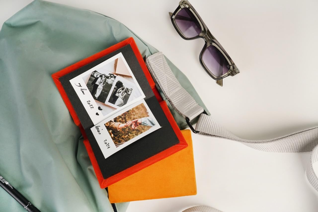 Marigold Instax Mini guest book with photo tape, not slip-in pockets